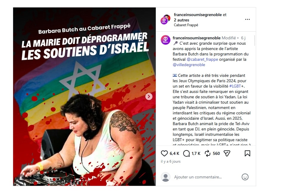 Grenoble en conflit : une enquête ouverte après l&rsquo;interruption du concert de Barbara Butch par des militants pro-palestins