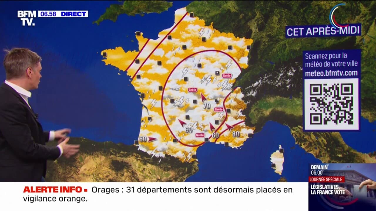 Orages en alerte jaune : 31 départements français menacés ce vendredi