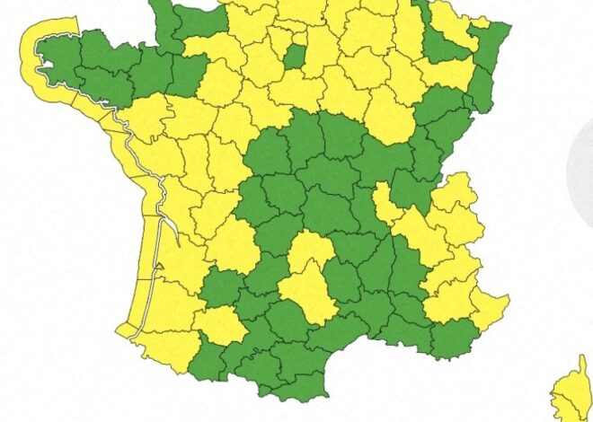 Six départements français en vigilance jaune pour risques d’inondations liés à la pluie intense