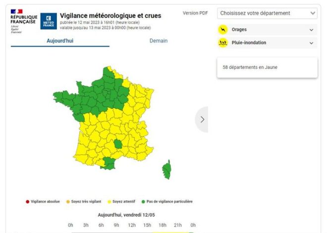 58 départements en vigilance jaune : l&rsquo;Hexagone plonge dans un épisode orageux extrêmement préoccupant ce vendredi