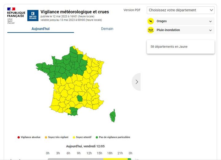 58 départements en vigilance jaune : l&rsquo;Hexagone plonge dans un épisode orageux extrêmement préoccupant ce vendredi