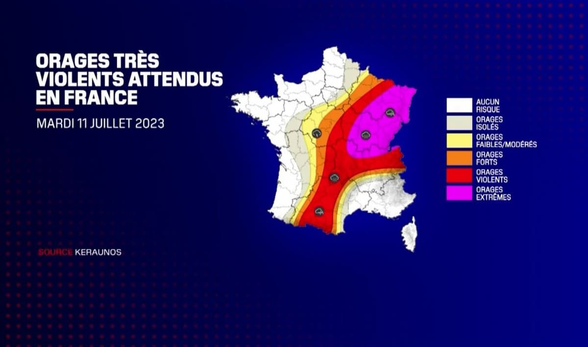 ATTENTION ! 15 départements français menacés par des orages violents ce jeudi