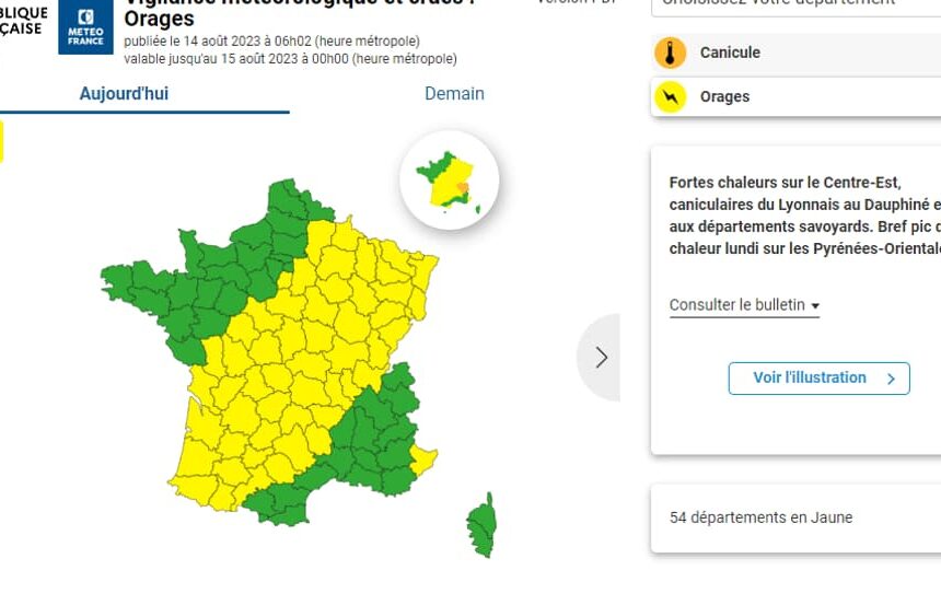 Huit départements en alerte jaune face à des orages menaçants ce lundi